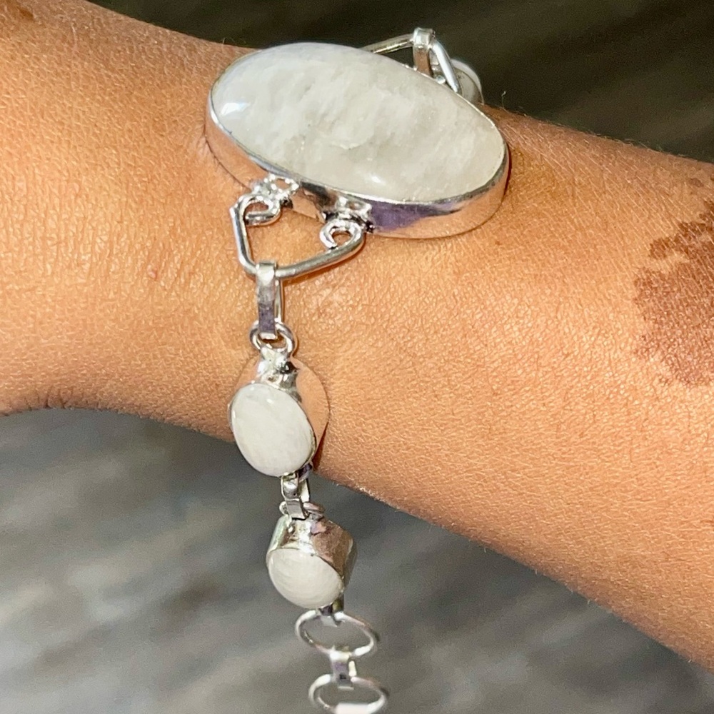 Rainbow Moonstone Bracelet 7” - 8” - Picture 1 of 8